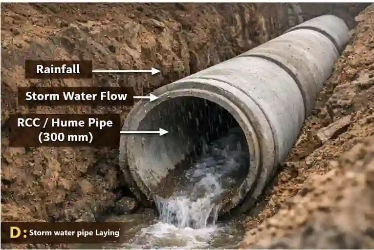 Catchment Area -Storm Water Flow through Pipe 